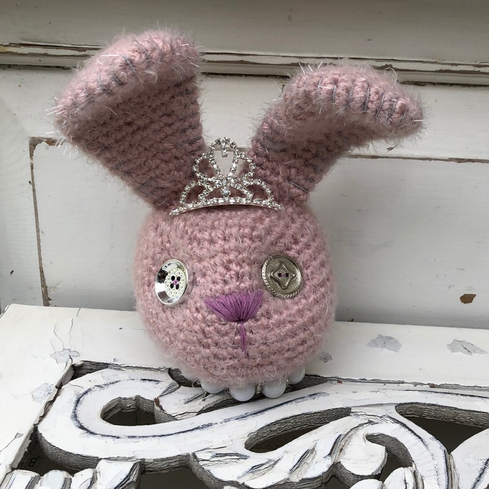 Crocheted bunny head